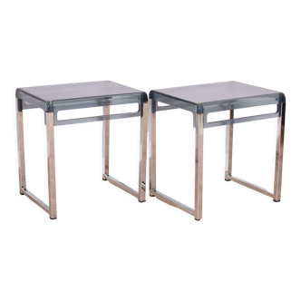 Pair of plexiglass tables, 1980s