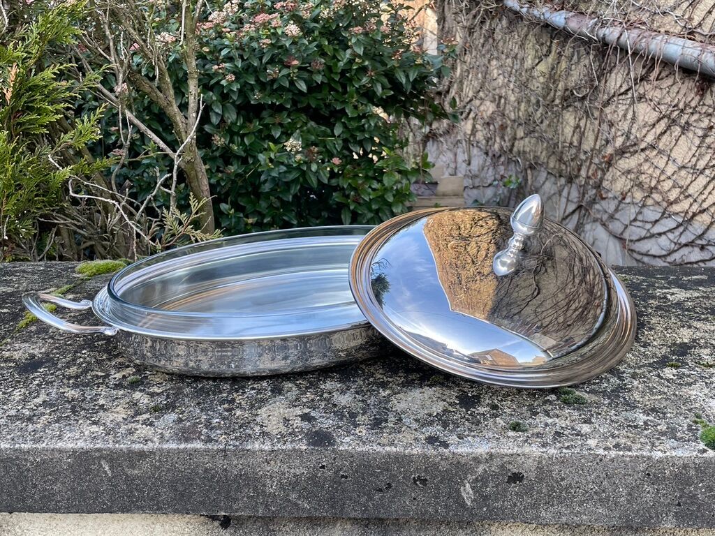 Rino Greggio - OLRI and Pyrex - Large serving dish - Modern - Silver metal, Glass