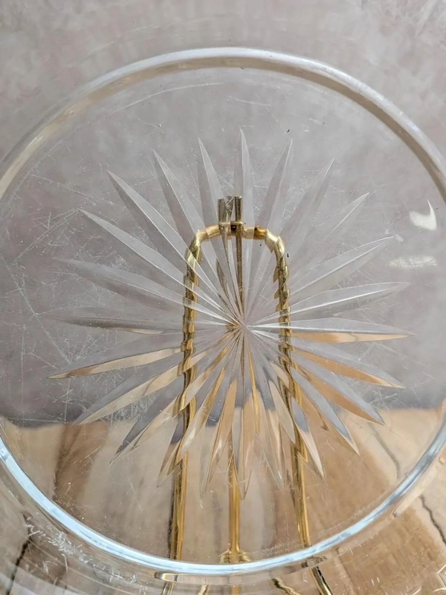Antique cut glass plate – Gilded metal mount Cailar-bayard – French silversmithing