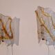 Pair of Scandinavian glass and brass wall light 1970