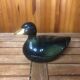 Old michel caugant terrine duck shape ceramic green golden vintage #a409