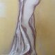 Painting signed sanguine pastel female portrait “the pose”