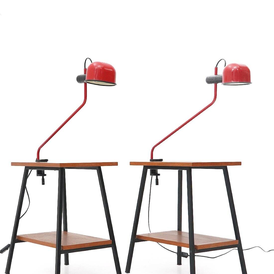 Lampe à pince métallique rouge de F. Fabbian, années 1980