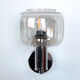 Vintage wall lamp in chromed metal and globe in smoked glass gray design Disderot seventies