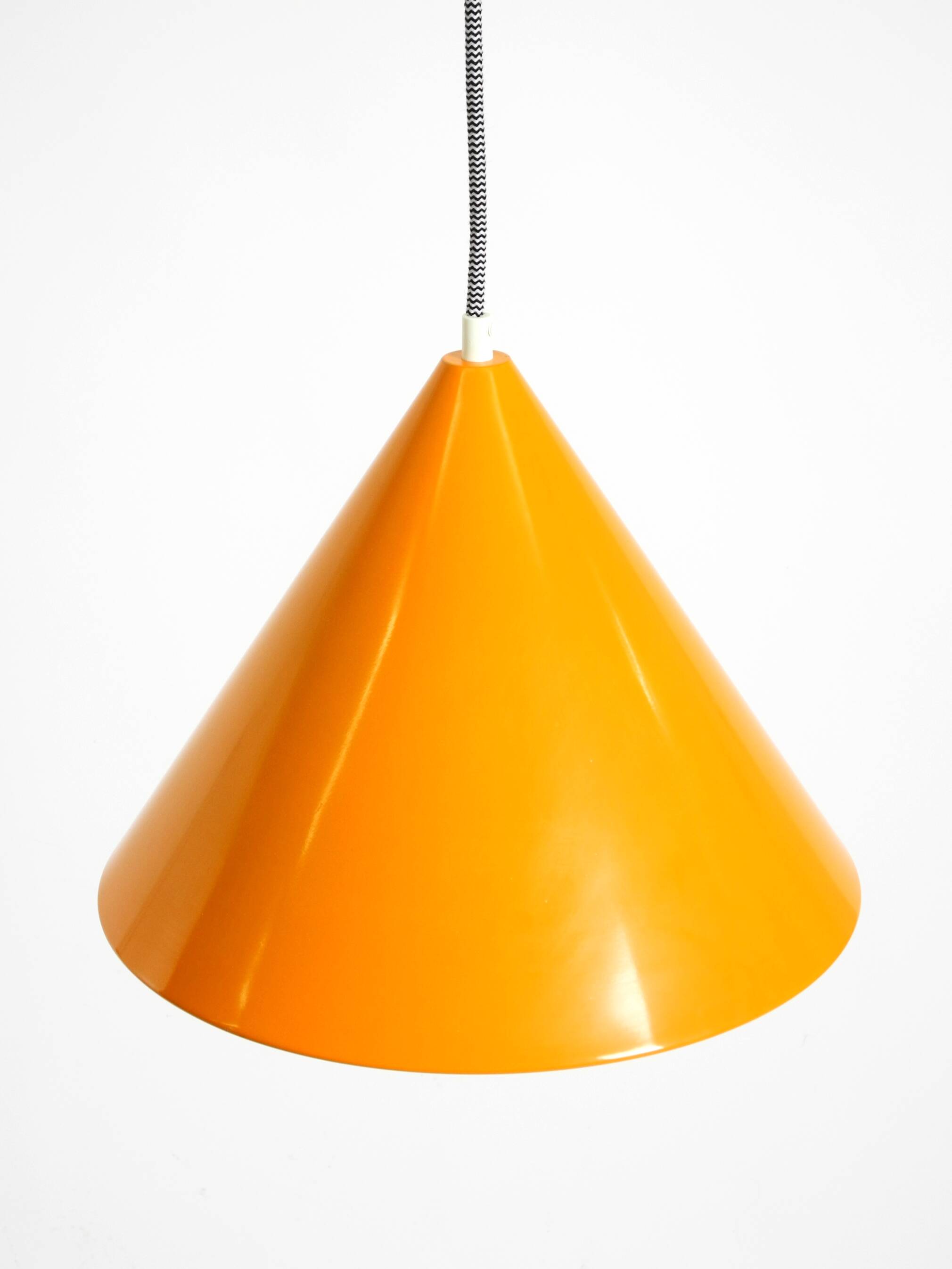 Original 1970s orange metal pendant lamp by Louis Poulsen model Billiard