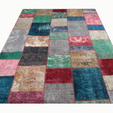 Bold patchwork area rug handwoven oriental wool carpet- 200x300cm