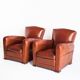 Pair of vintage club armchairs. Wood and Skay. France, 50