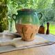 Glazed green confit pot