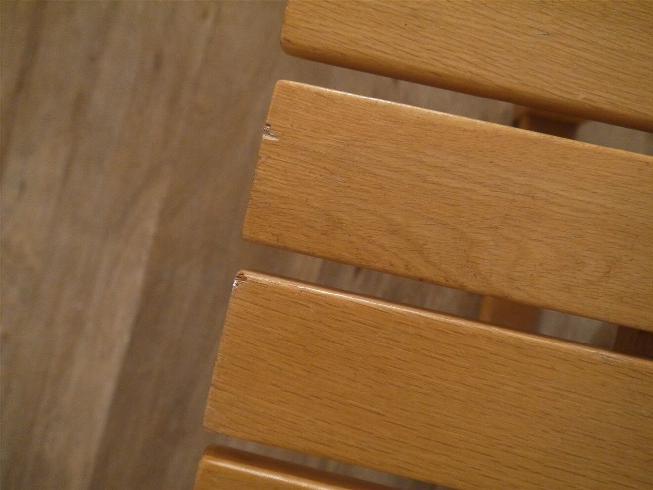 Vintage wooden slat bench 1970