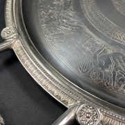 Very large silver metal serving tray christofle malmaison model