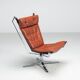 Sigurd Ressell Falcon lounge chair leather and metal Vatne Norway 1970