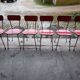 6 red and chrome Formica chairs