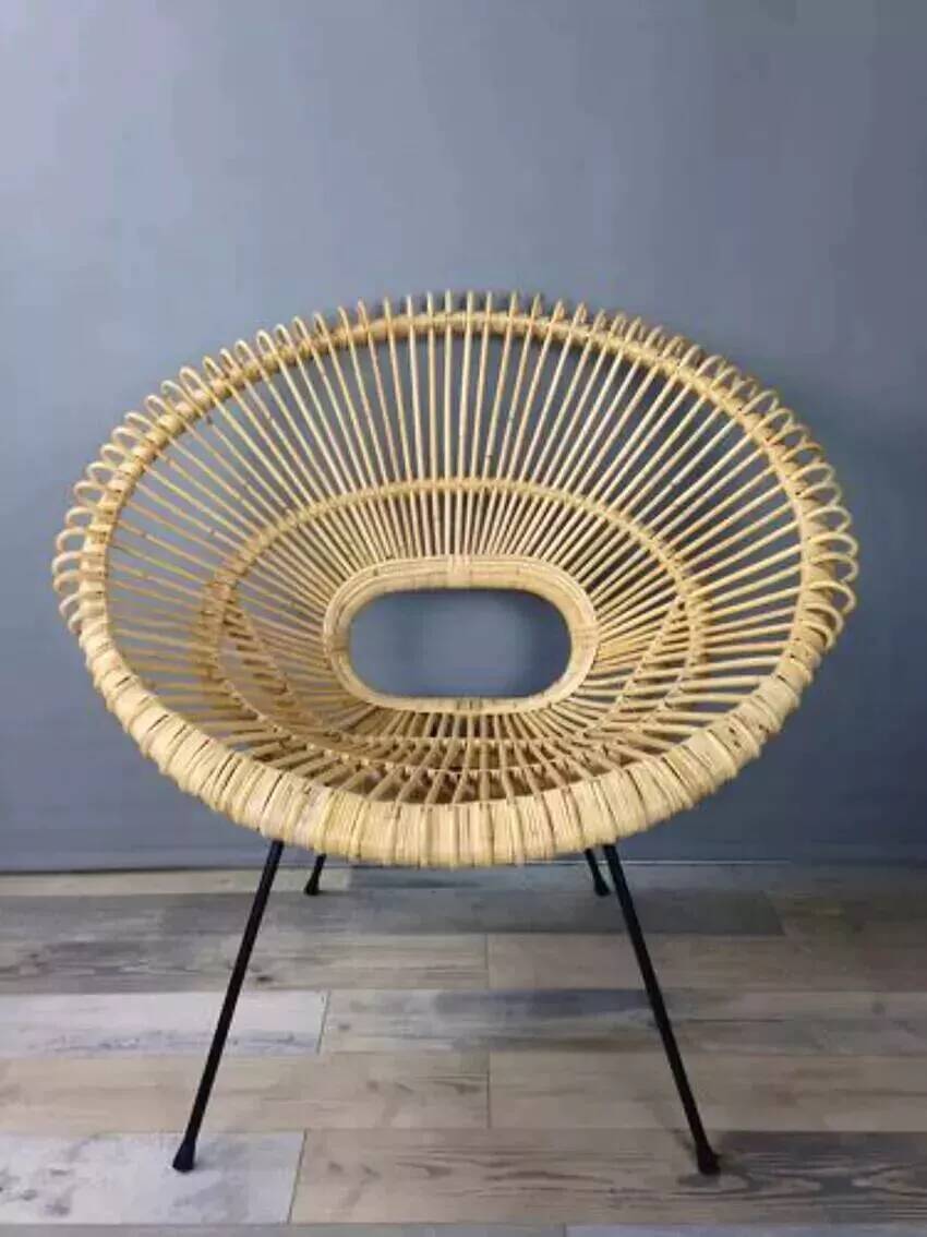 Rattan and metal armchair