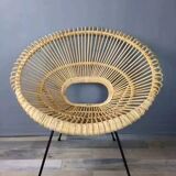 Rattan and metal armchair