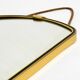 Beautiful small mid-century brass wall mirror with braided hanging strap
