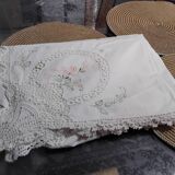 Vintage embroidered old tablecloth