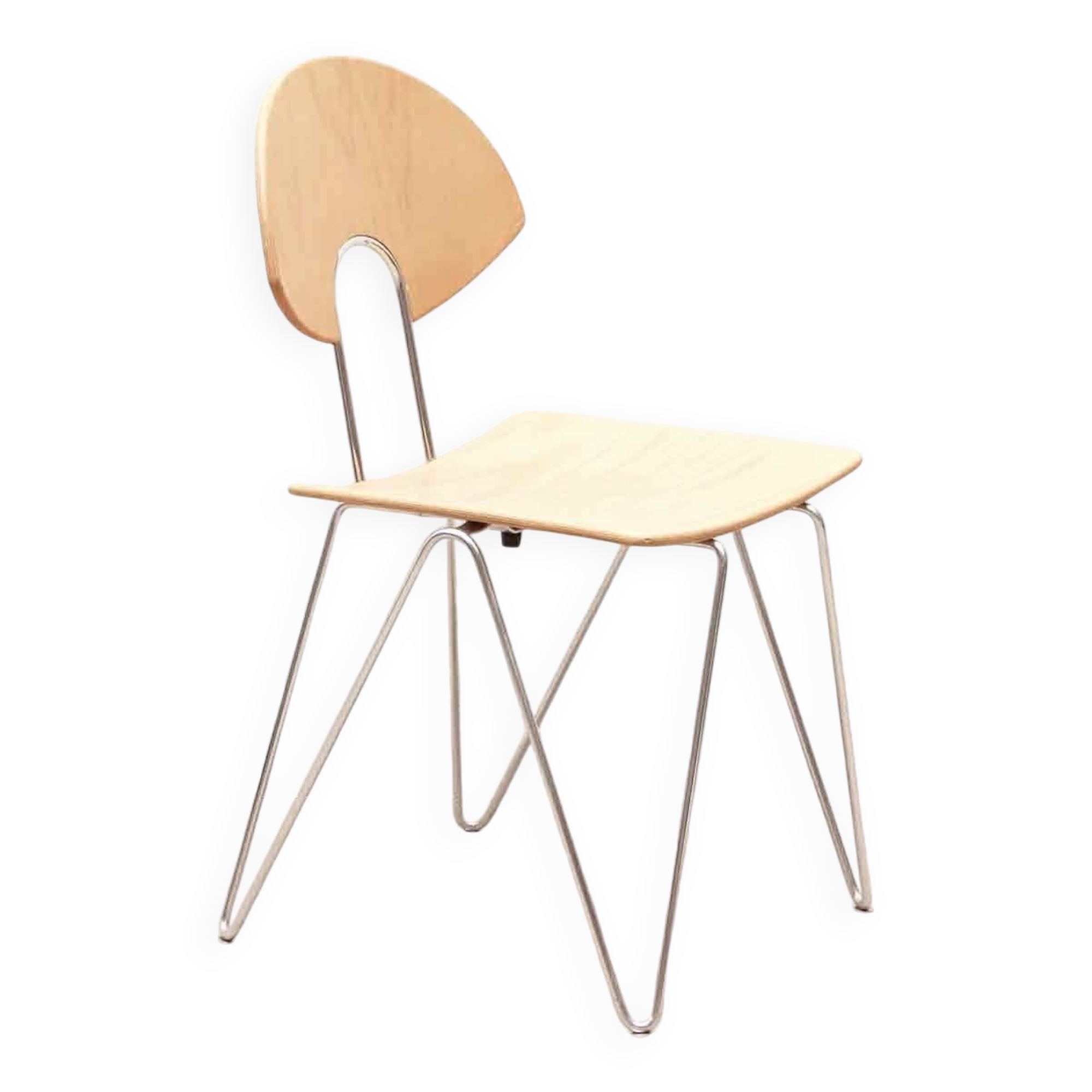 Mikado 1800 chair in beech and chrome by Kusch & Co