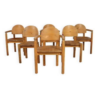 6 chaises / chaises de salle à manger, Rainer Daumiller, pin, années 1970