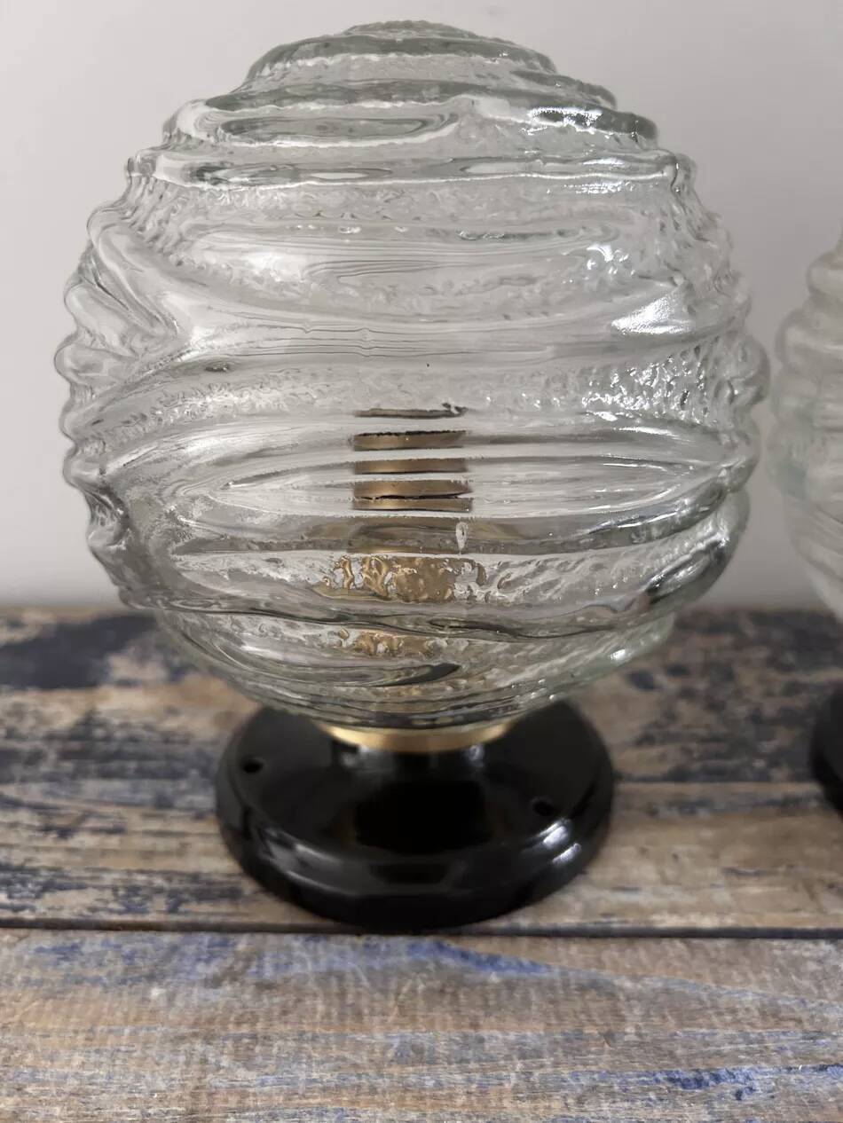 Pair of seventies globe wall lights