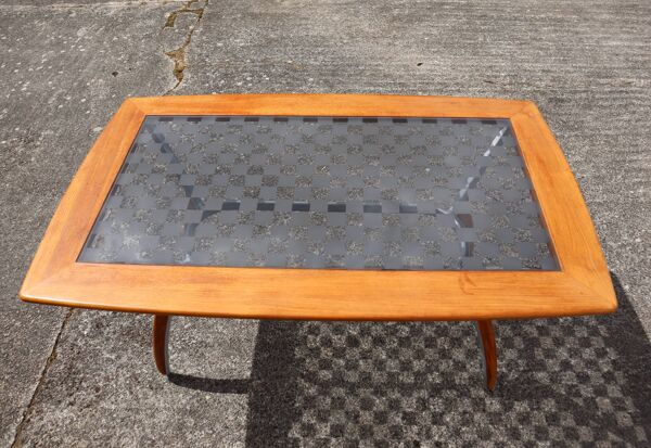 Table à manger italienne en verre, bois et métal - Table à manger design italien - 80