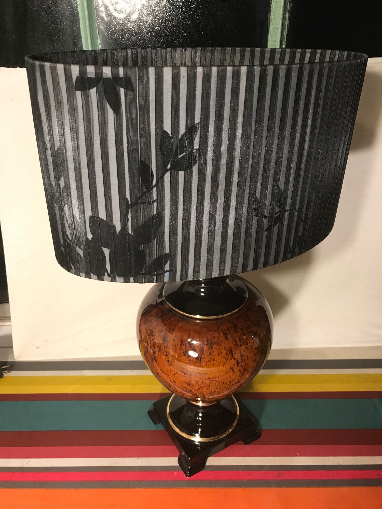 Ancient balustre lamp laurie light ceramics - lamp-day black fabric vintage