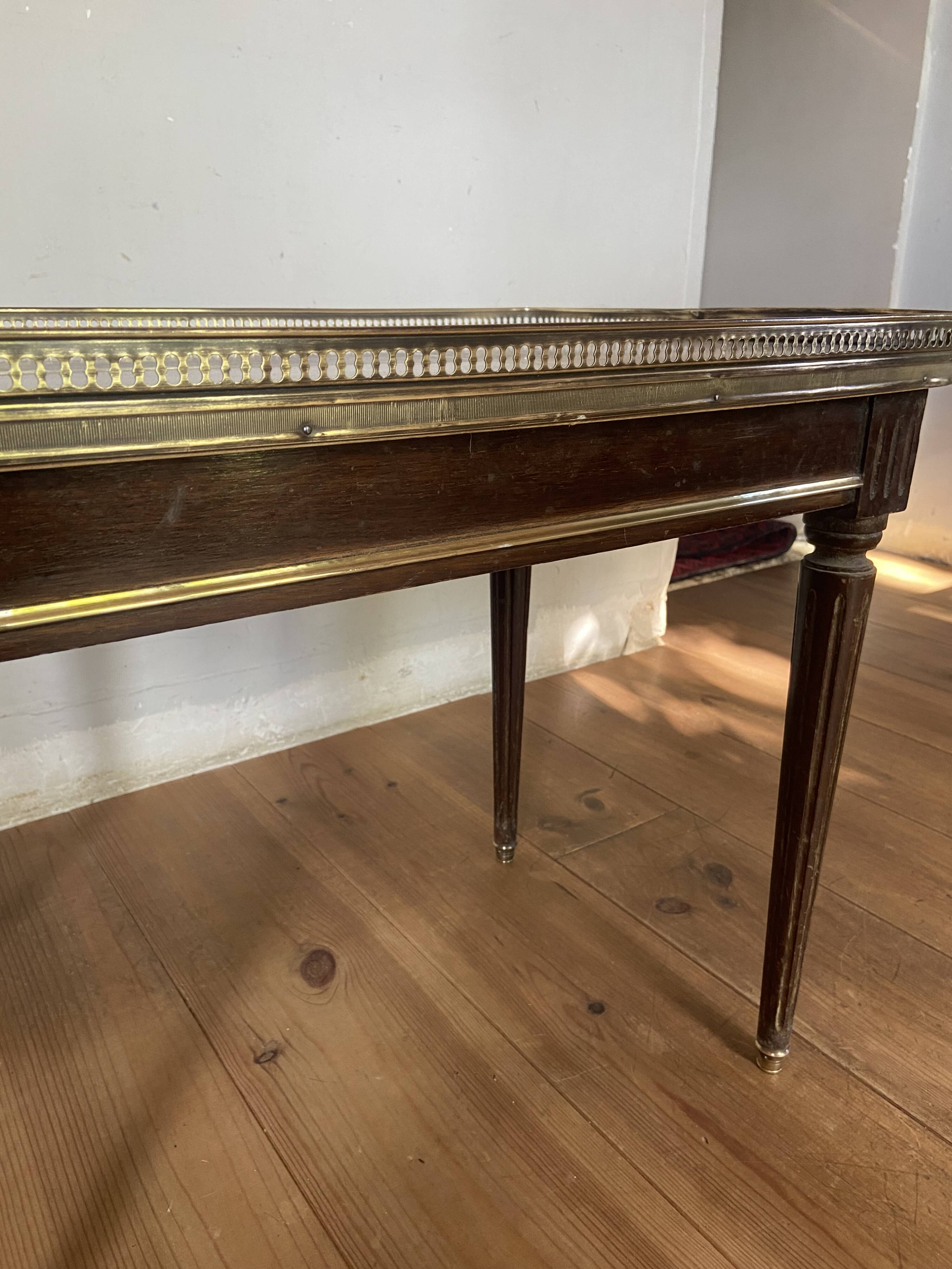 Louis XVI Style coffee table, marble wood and brass