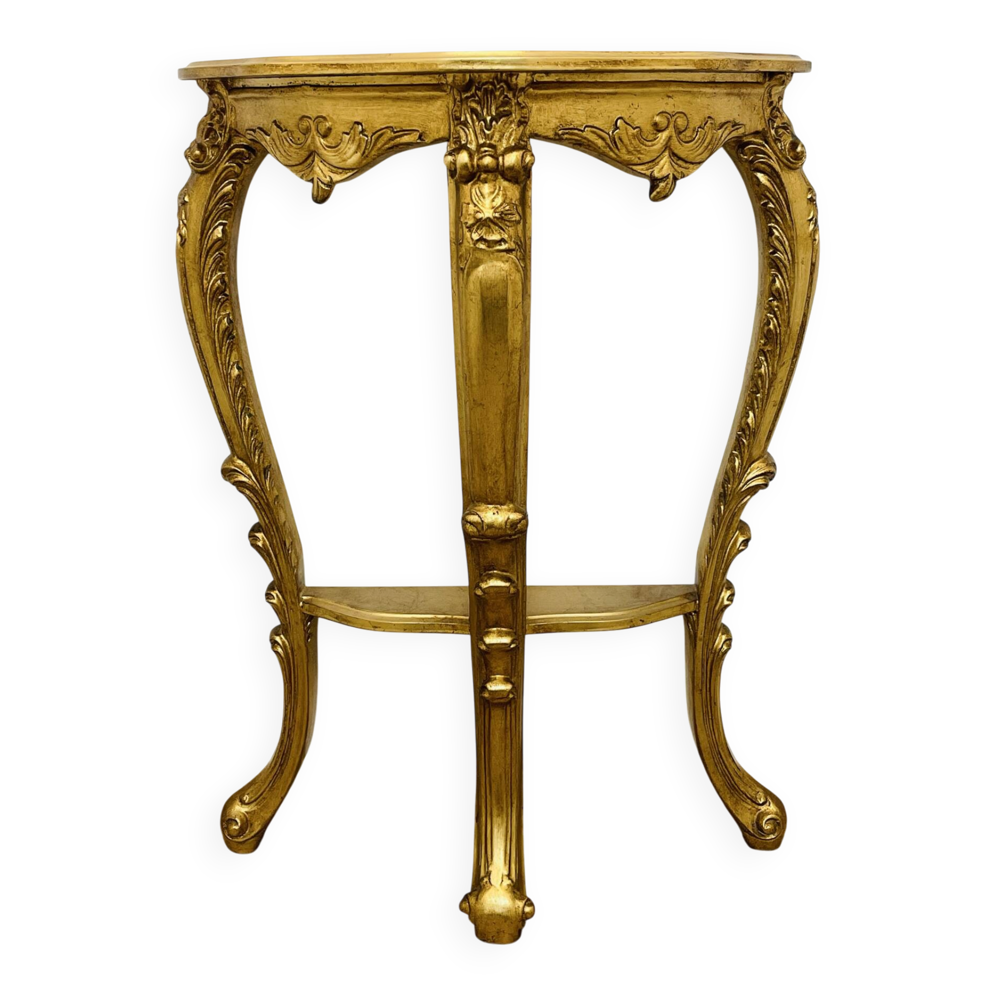 Golden console in Louis XV Rococo style made of resin.