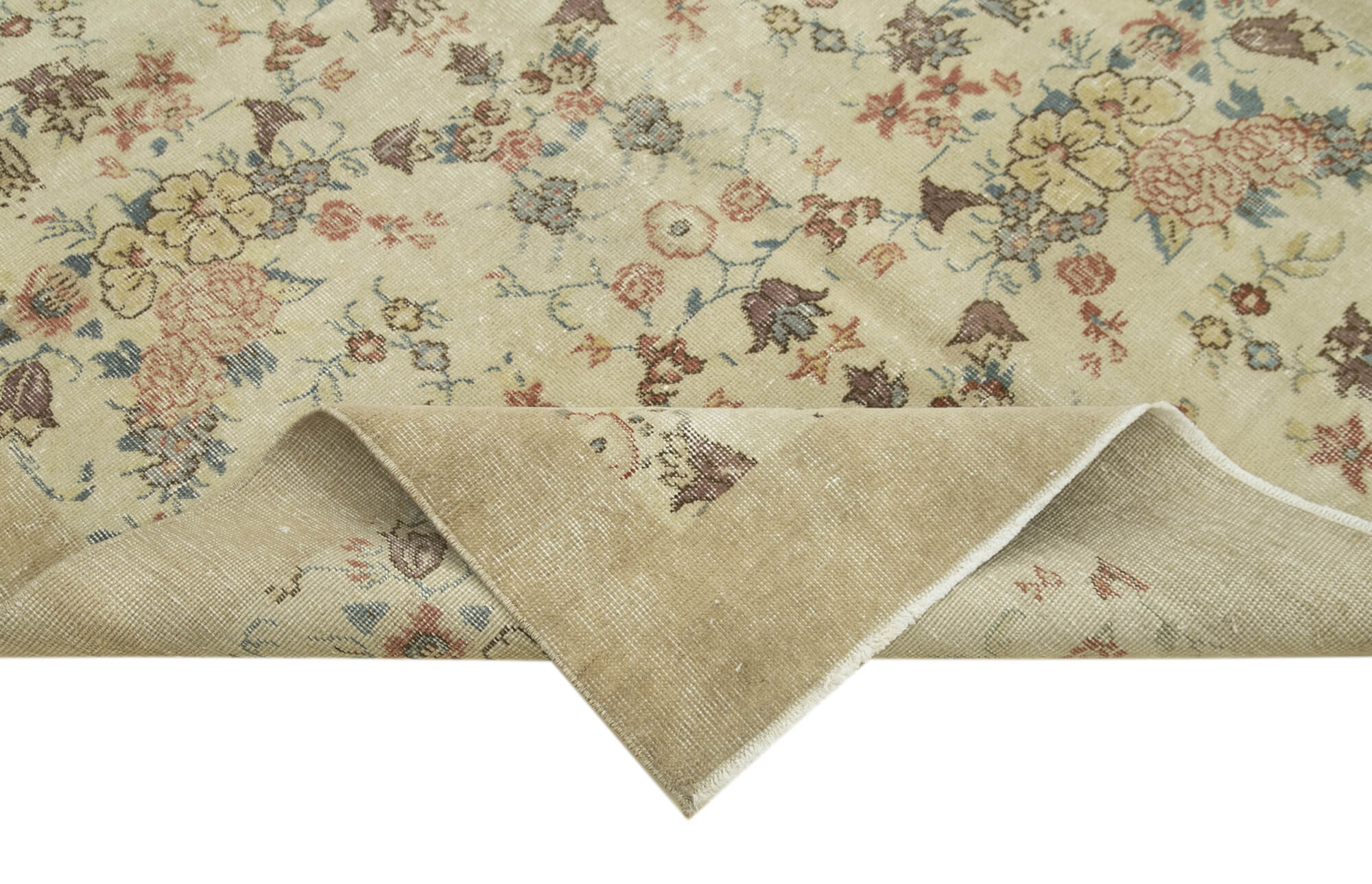 Handwoven anatolian beige rug 140 cm x 243 cm