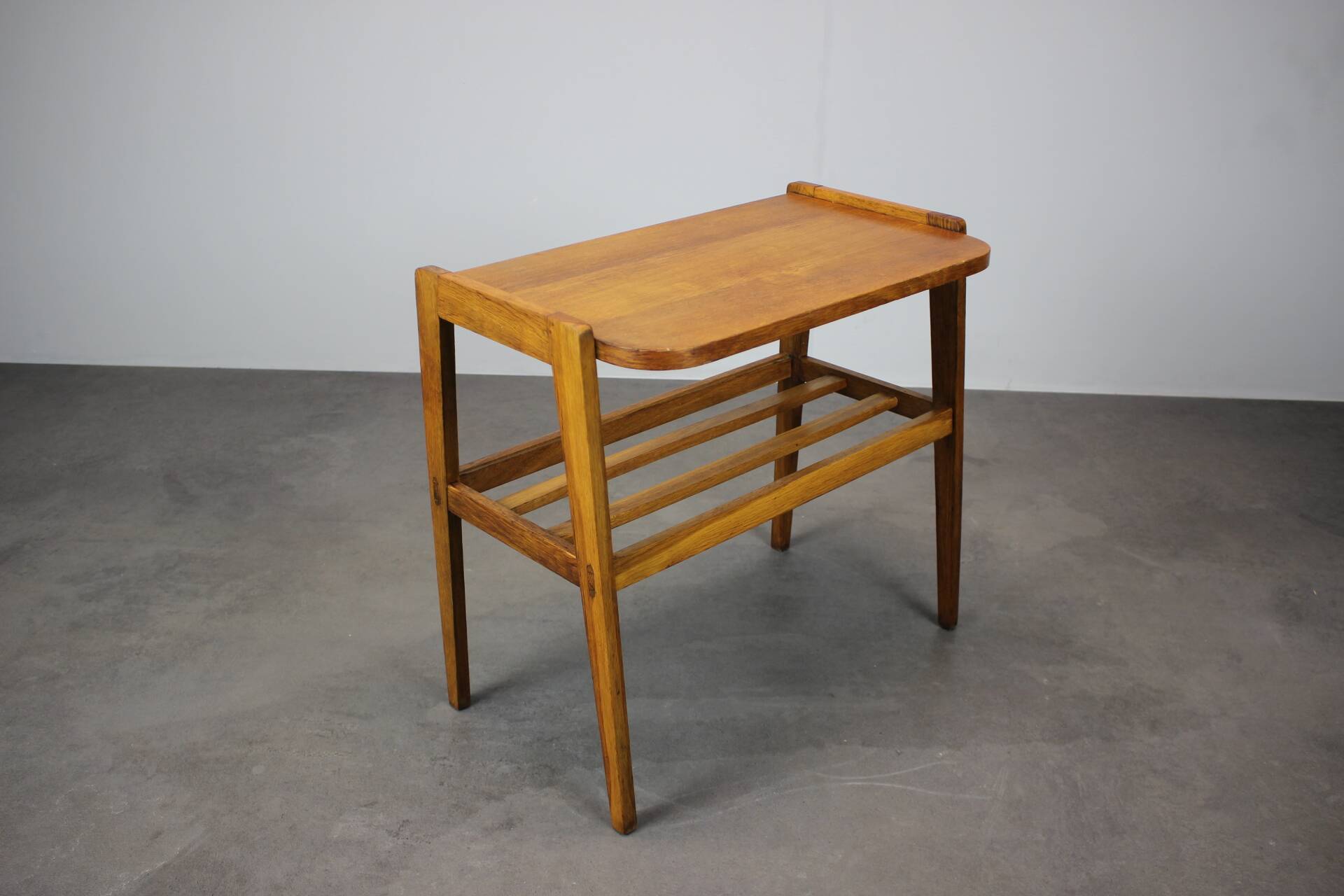 1960s oak side table, Czechoslovakia
