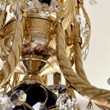 Large Russian chandelier in blue ceramic and crystal pendants, mid-20th century