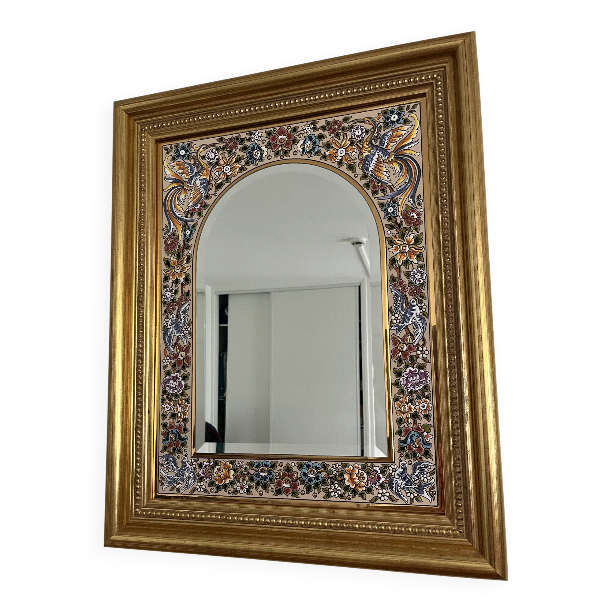 Miroir Andalou en céramique émaillée (cuerda seca)