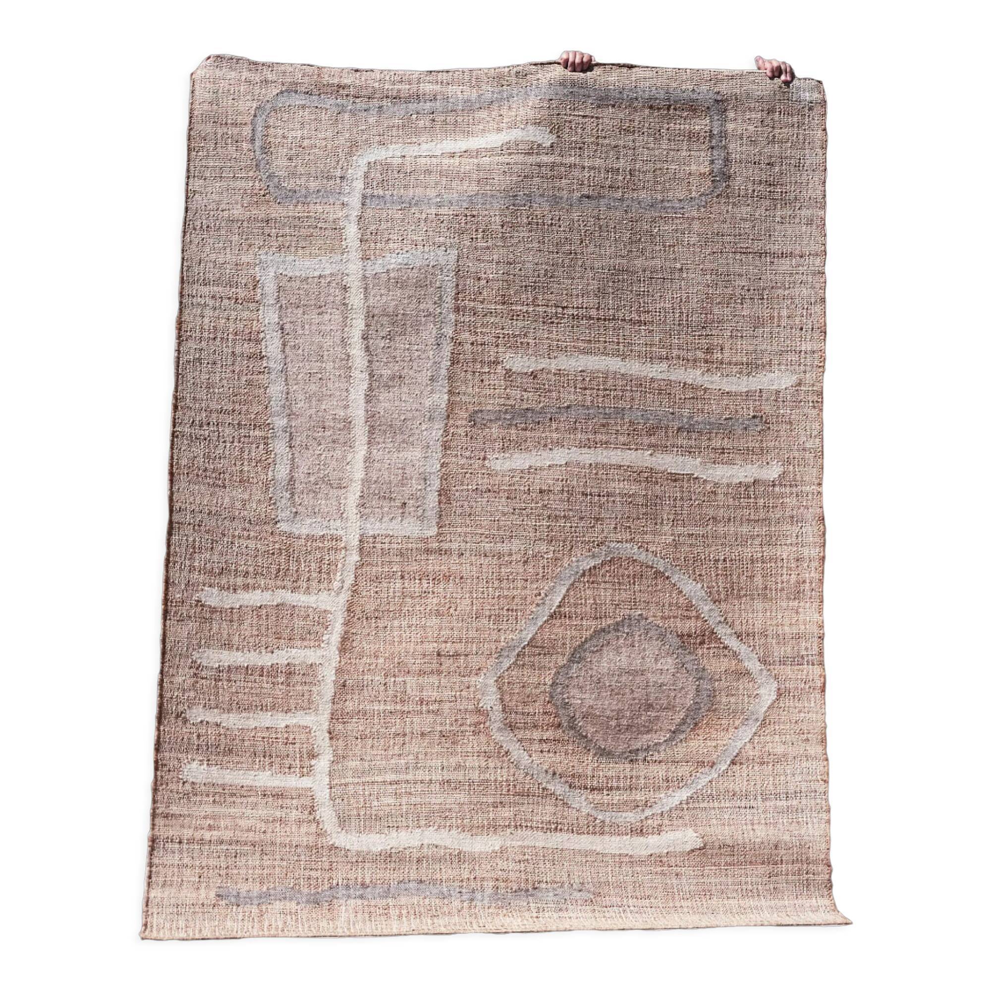 Woven carpet in jute and wool 240x170 cm