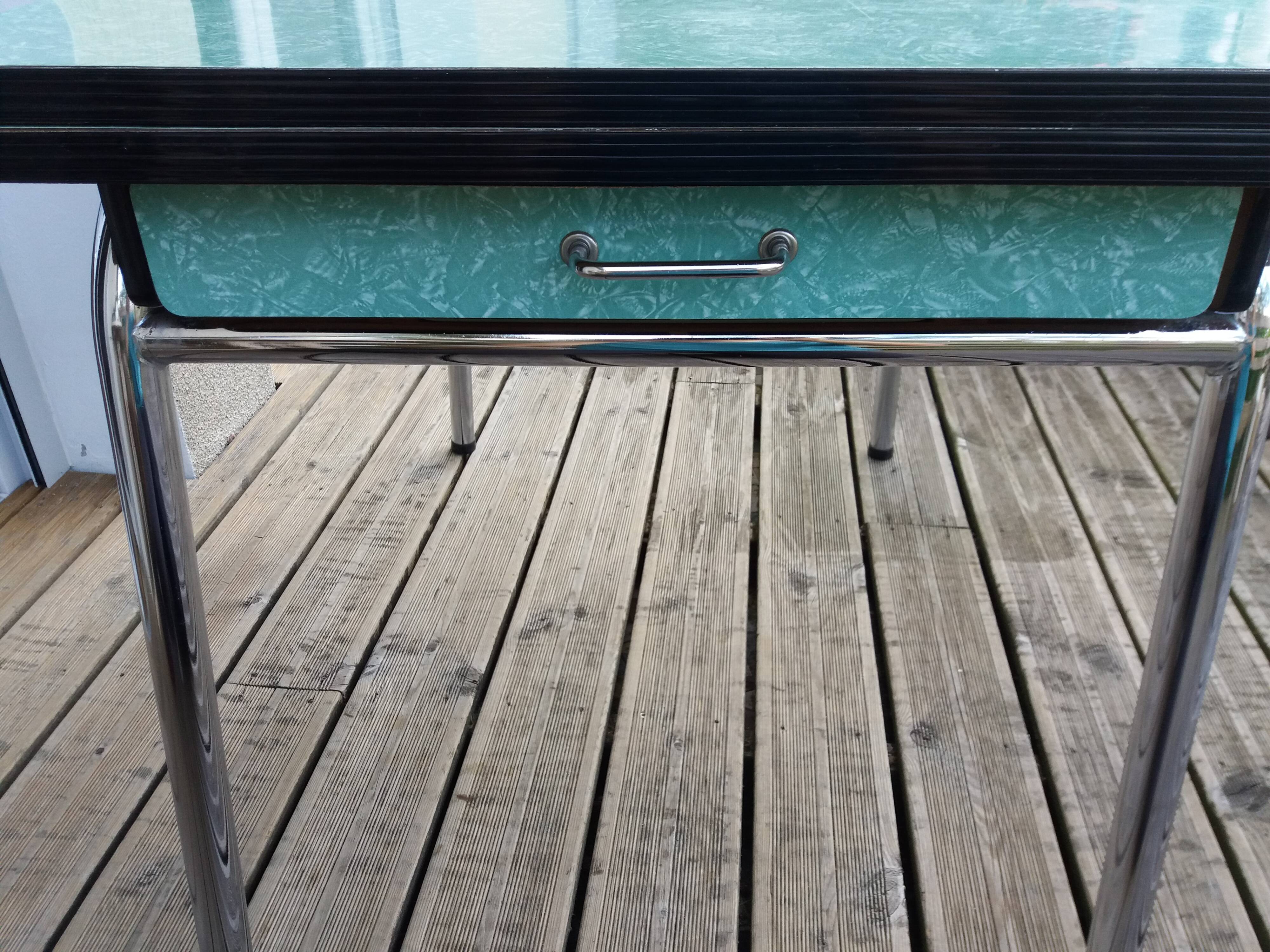Formica and chrome-plated metal table