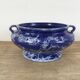 Blue & white marbled ceramic vase, pot cover
