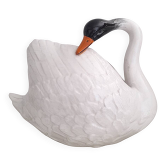 Jardinière cygne en majolique