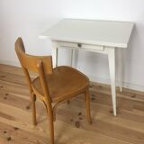 White wood desk foot compass