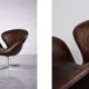 Vintage Mid-Century Modern Danish Brown Leather Swan Chair by Arne Jacobsen