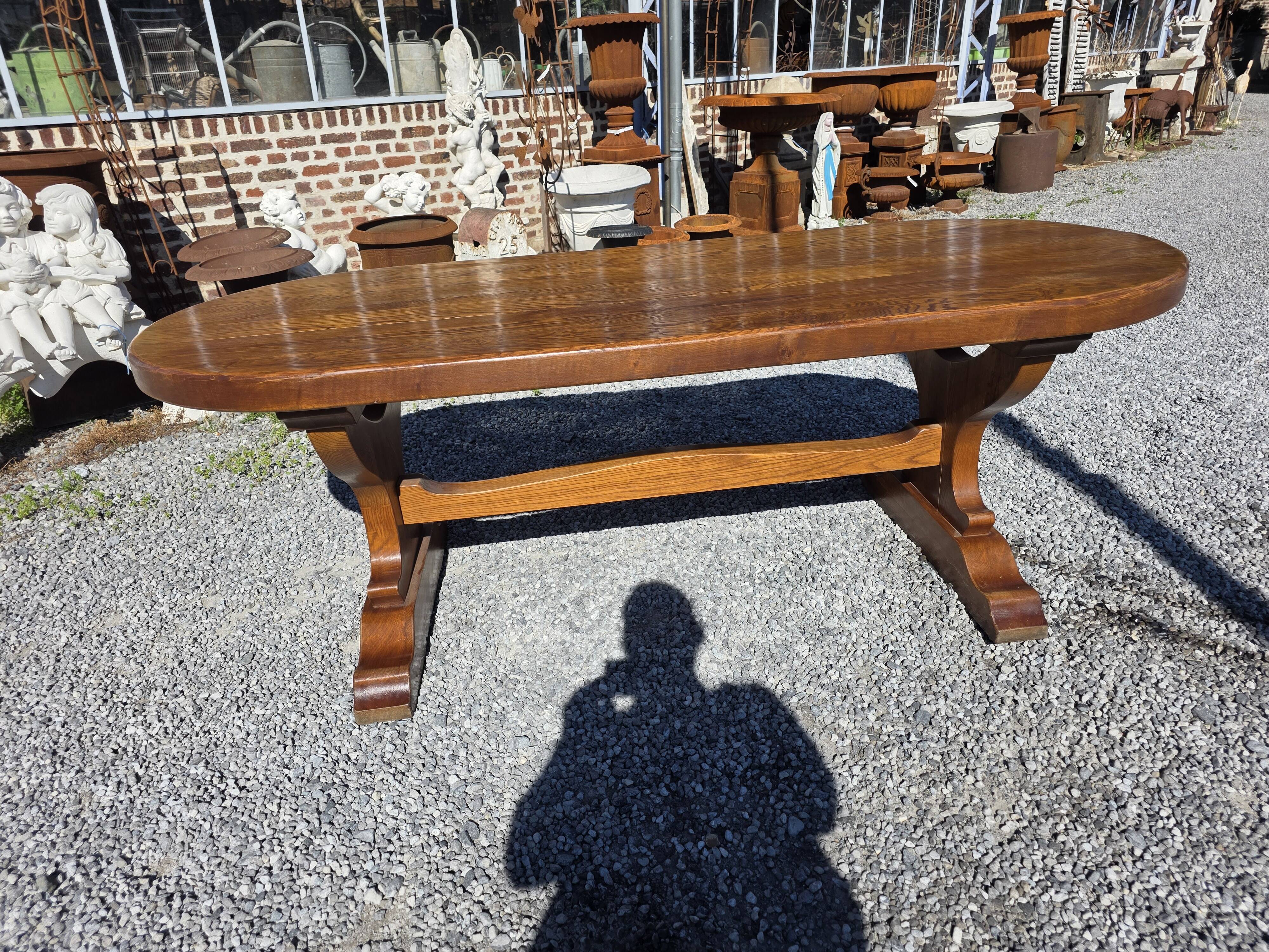 Solid oak farmhouse table, 220×90cm