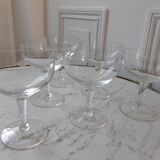 Lot of 6 champagne glasses chiseled 50-60 years