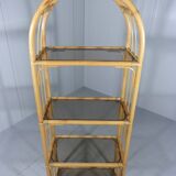Rattan & smoked glass display rack 1970’s