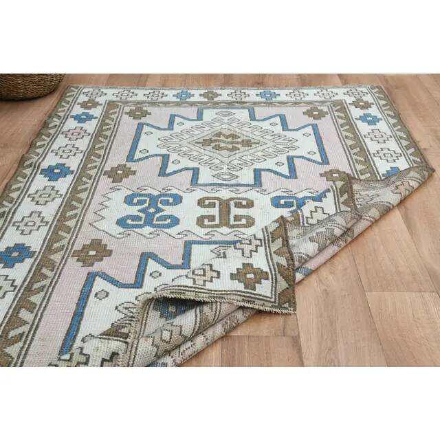 1970s Vintage Turkish Oushak Handmade Wool Cotton Pink Area Rug 130x190