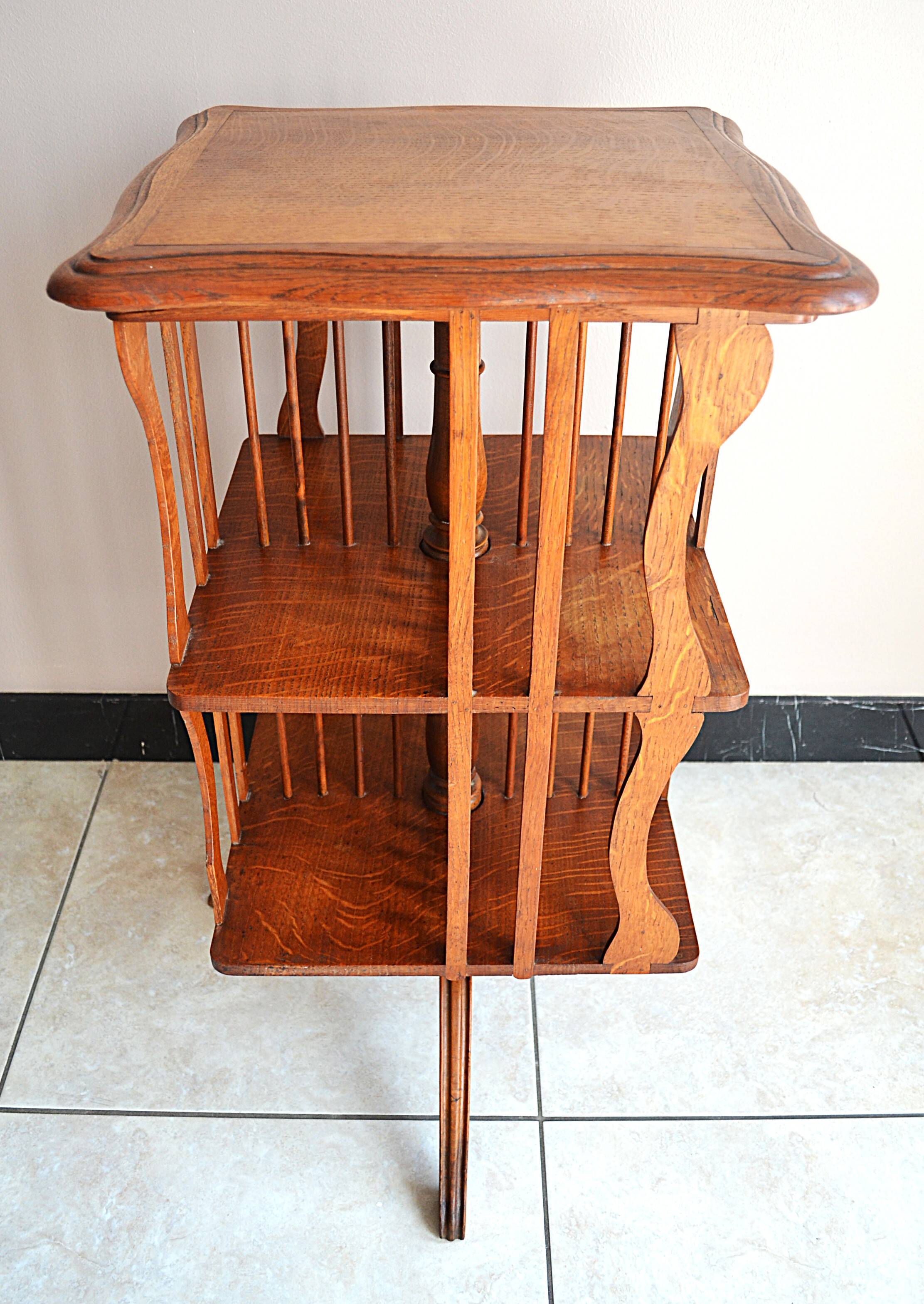 Antique Solid Wood Revolving Bookcase