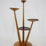 1960s wooden oak plant stand, czechoslovakia