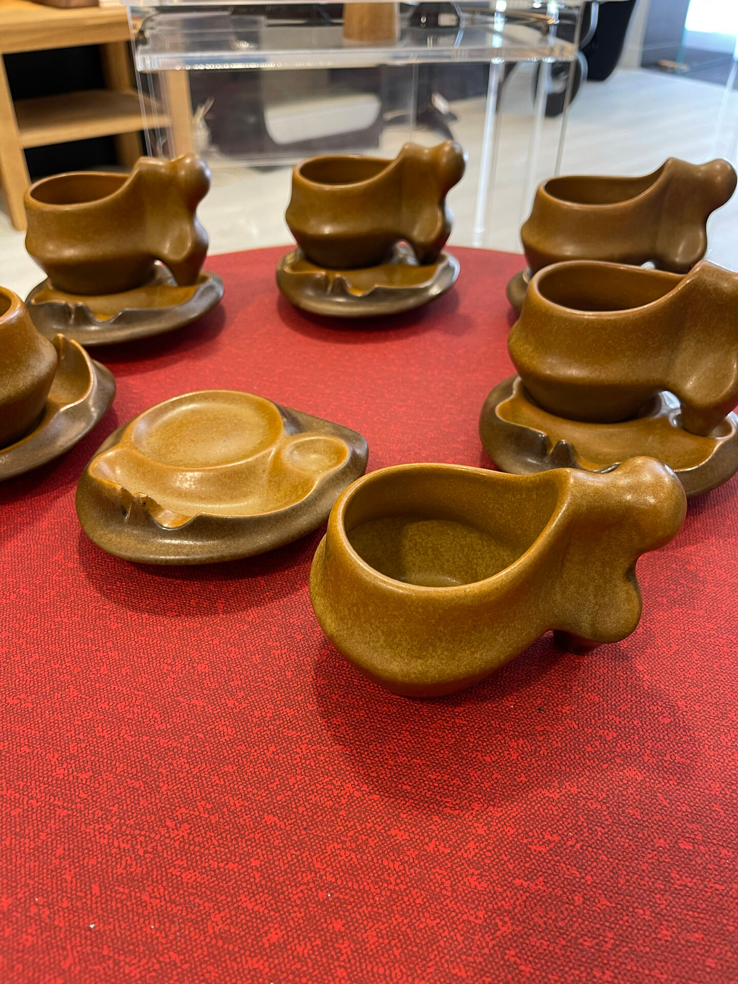 6 cups with saucers 1970. Sighisoara earthenware.