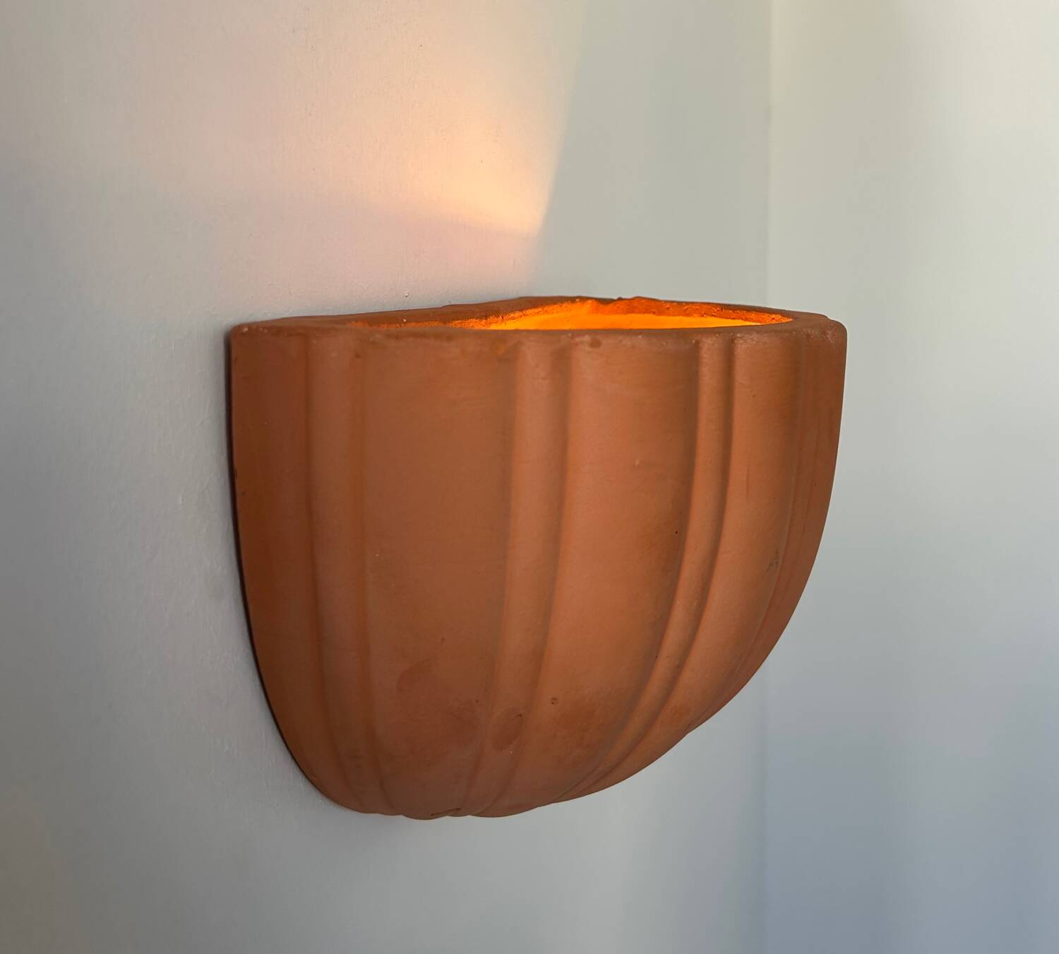 Vintage terracotta shell wall light, France 1960s