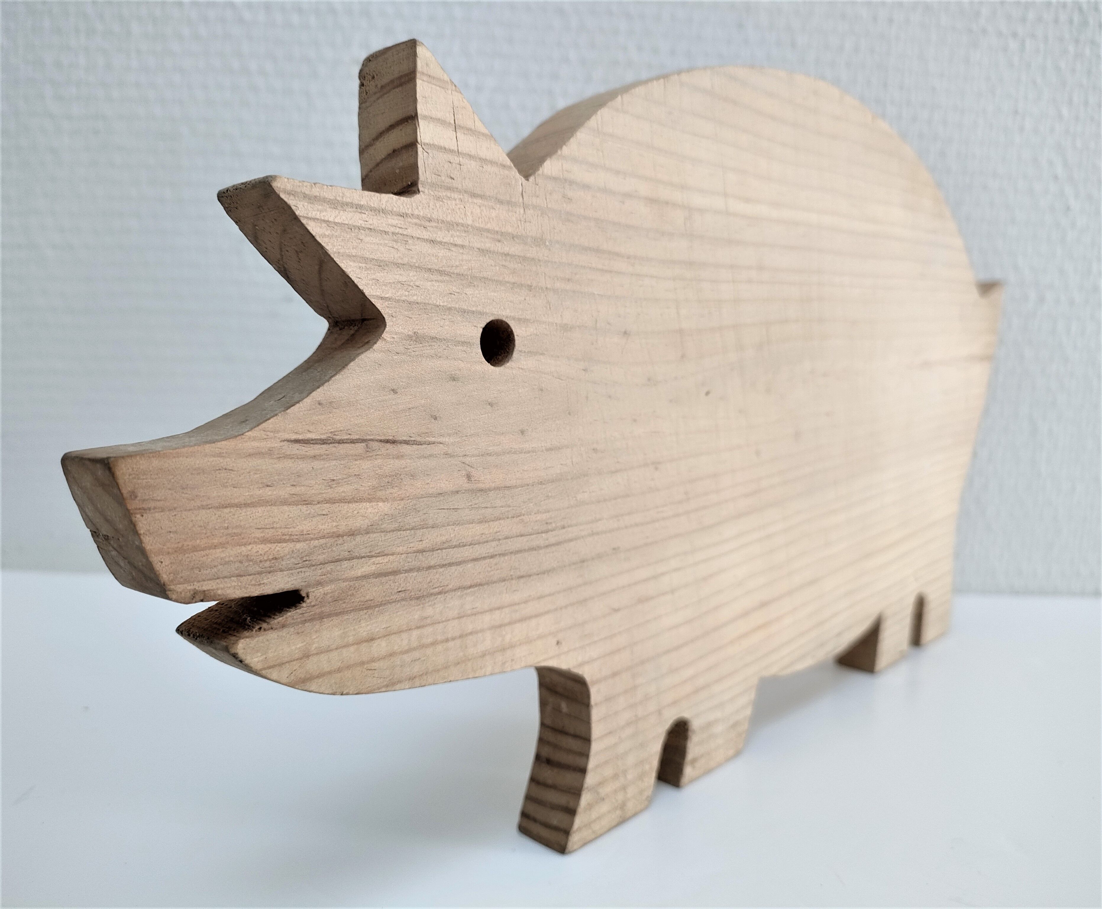 Deux planches à découper poisson cochon bois vintage