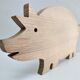 Deux planches à découper poisson cochon bois vintage