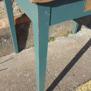 Table de ferme d'appoint patine turquoise