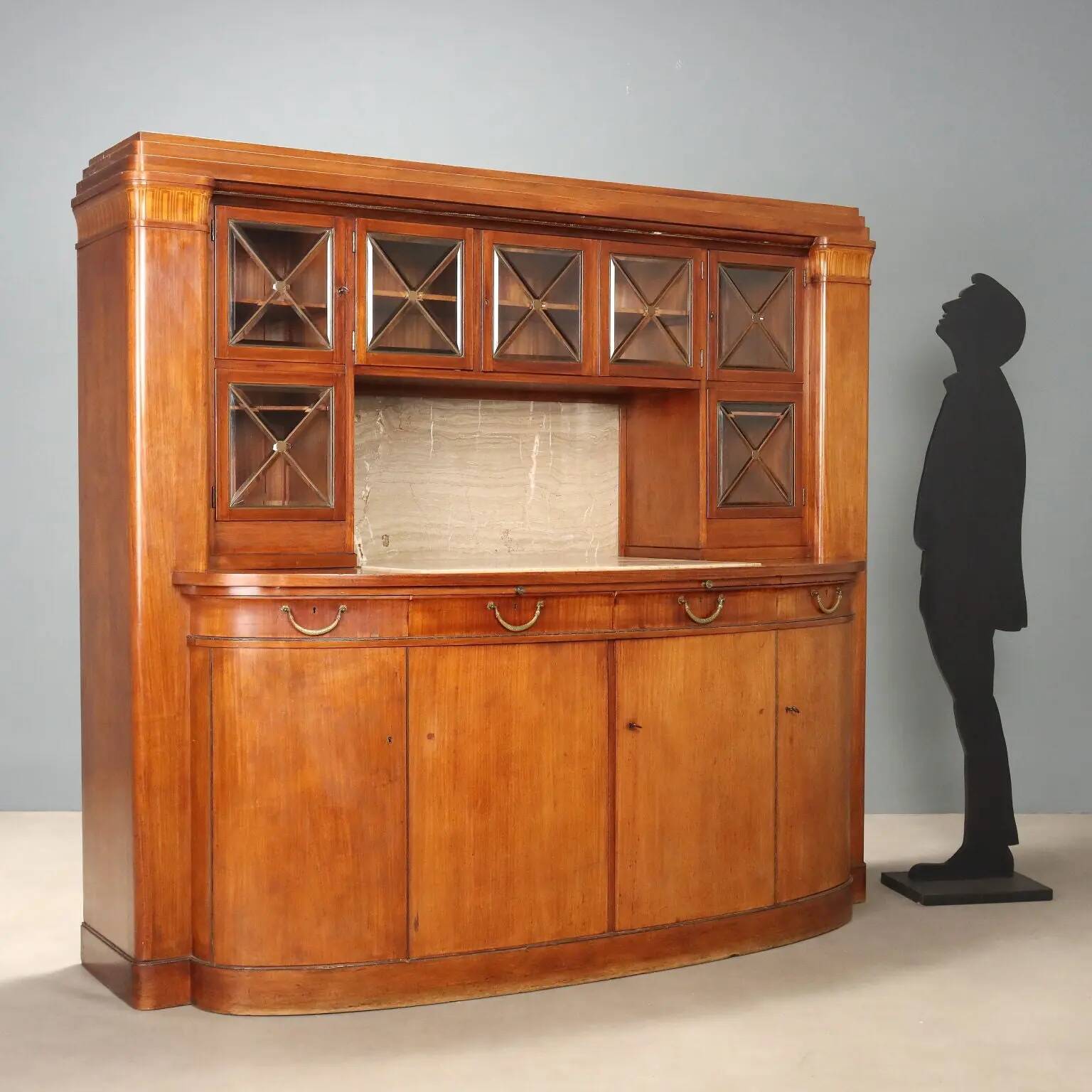 Buffet en acajou, marbre et érable, Italie, XXe siècle