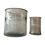 Duo of glass jars old vintage
